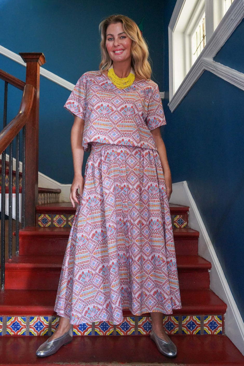 Pink Tile Print Carousel Skirt - desray.co.za