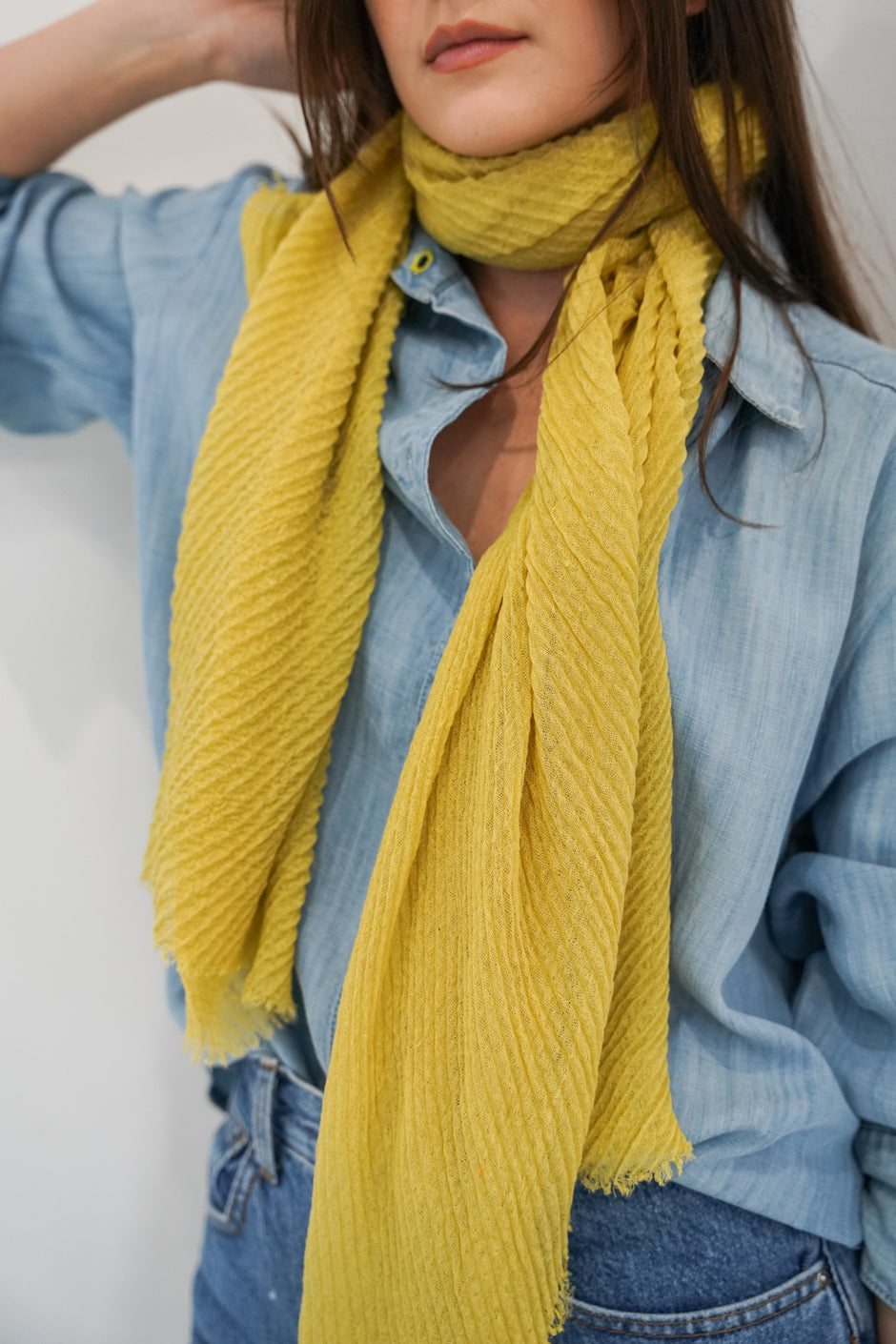 Lemon Crinkle Scarf - desray.co.za