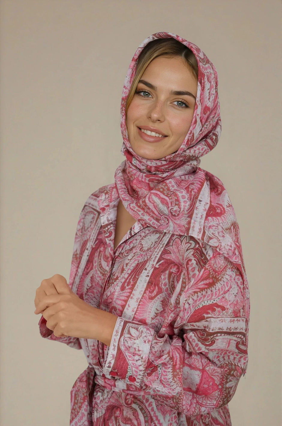Pink Floral Paisley Scarf