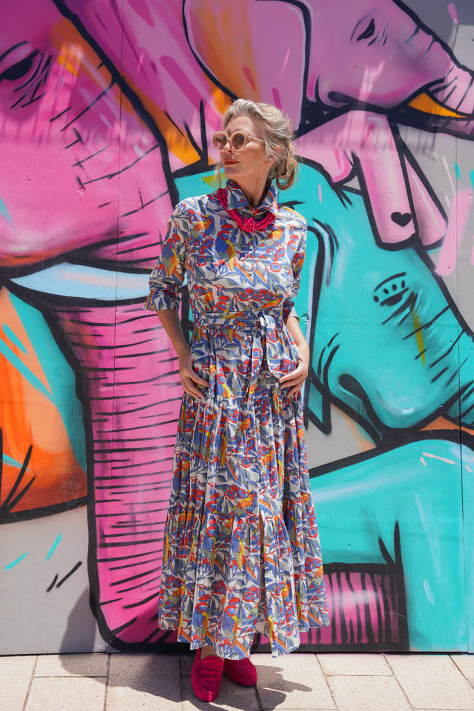 Parrot Tiered Shirt Dress - desray.co.za