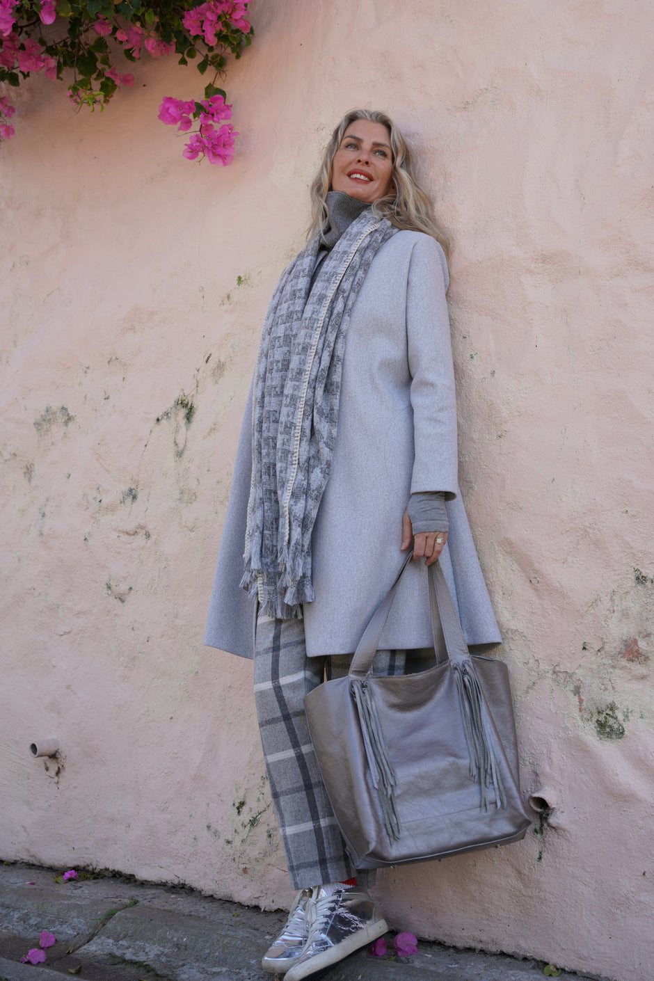 Pewter Leather Tassel Handbag - desray.co.za