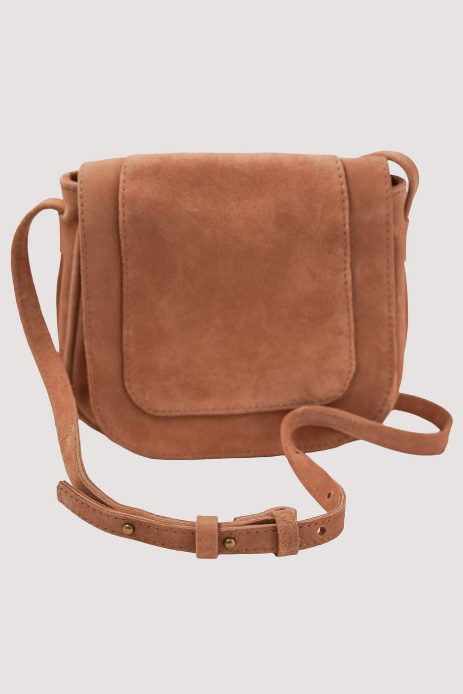 Tan Suede Saddle Sling Bag