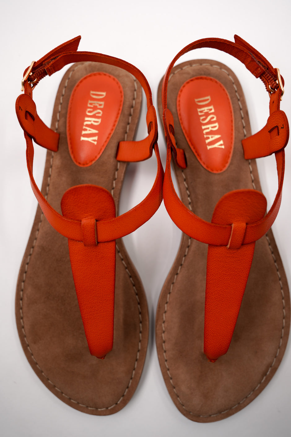 Orange T Bar Sandals - desray.co.za