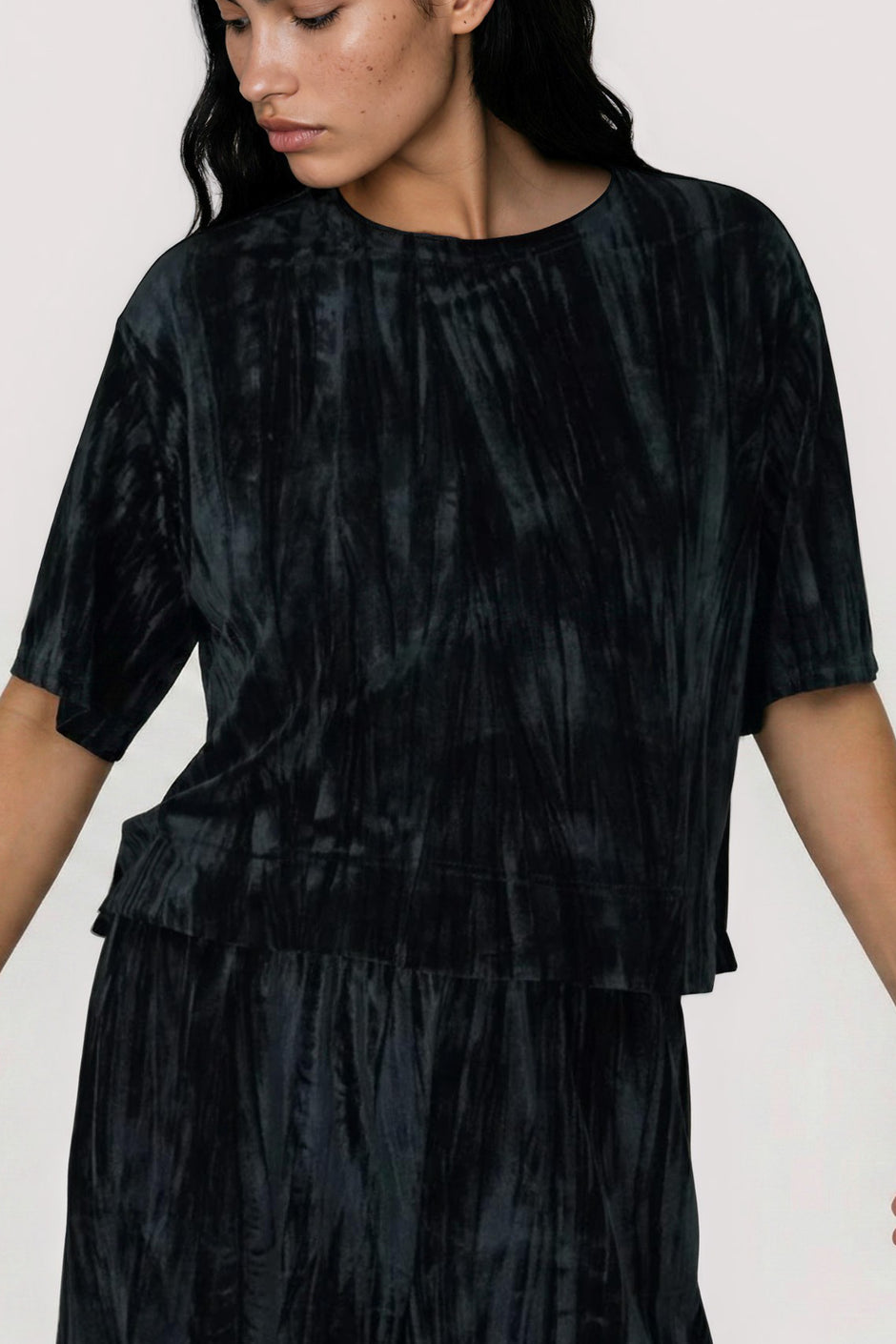 Black Crushed Velvet Box T Shirt