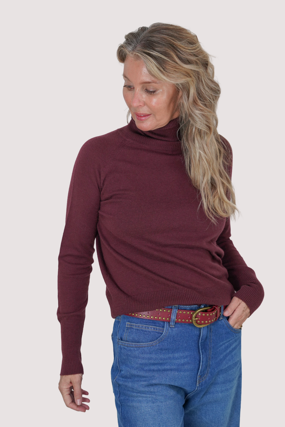 Burgundy Studded Belt