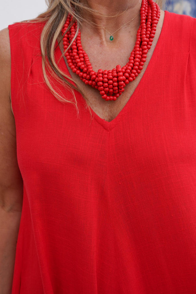 Red Wooden Knotted Necklace - desray.co.za