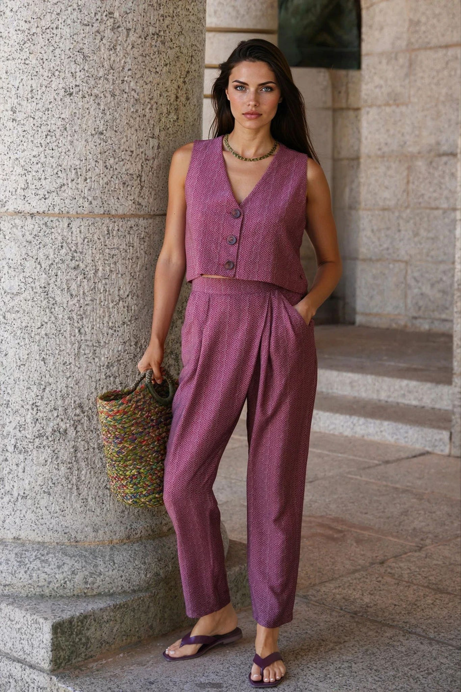 Burgundy Box Waistcoat