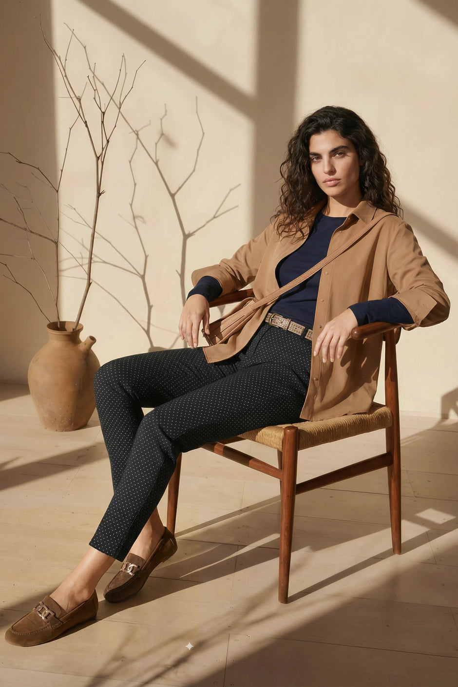 Tan Knitted Classic Shirt