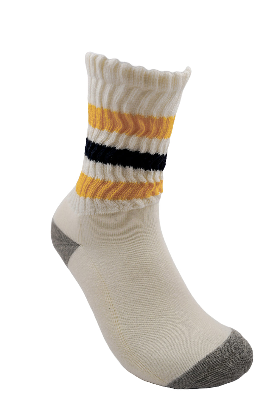 White, Navy & Yellow Stripe Vintage Socks - desray.co.za