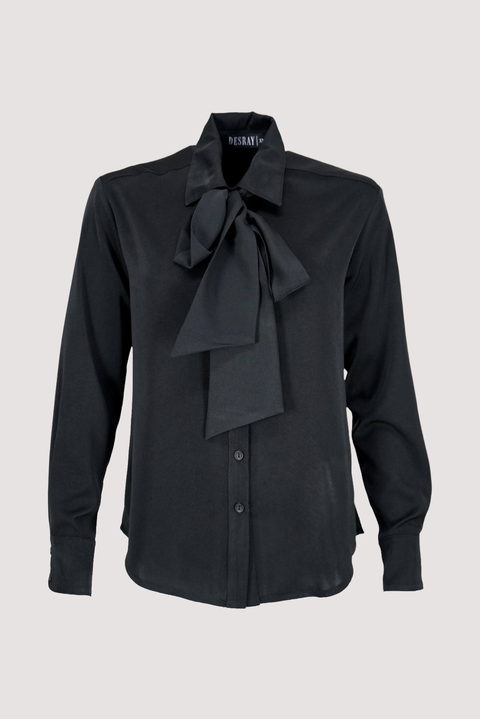 Black Satin Tie Shirt - desray.co.za