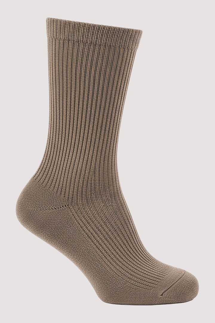 Brown Ribbed Socks