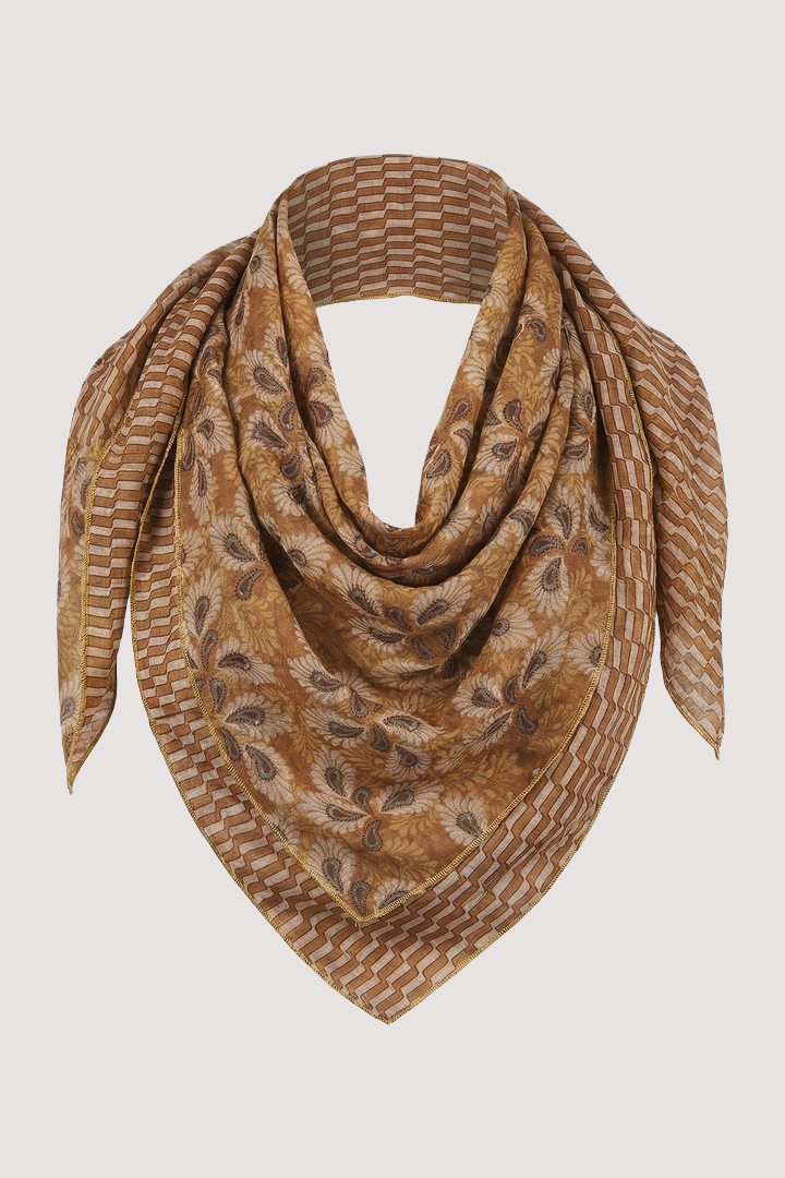 Mustard Contrast Print Scarf