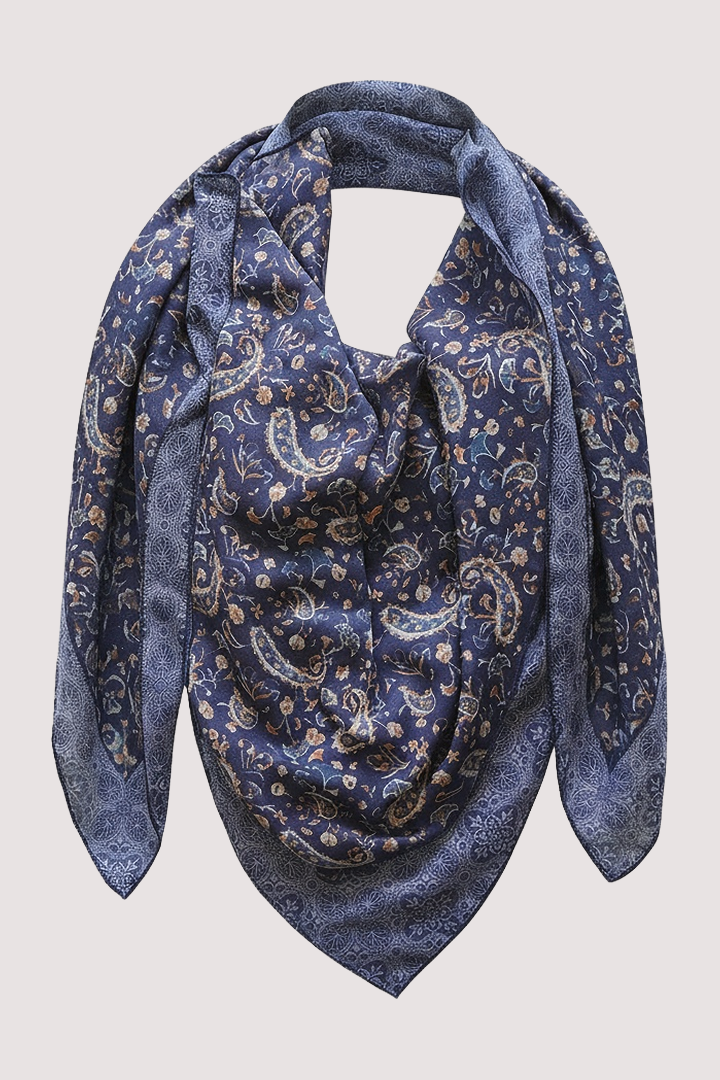 Blue Contrast Print Scarf