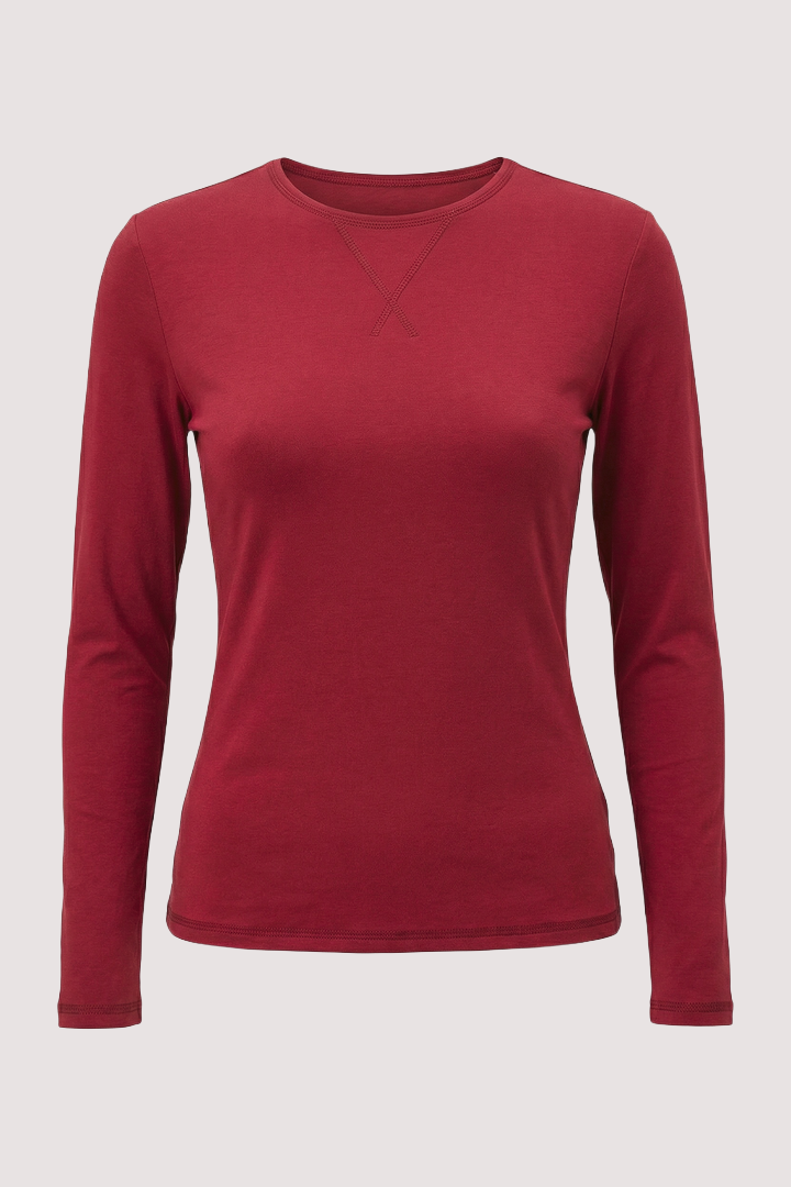 Red Round Neck Long Sleeve Tee