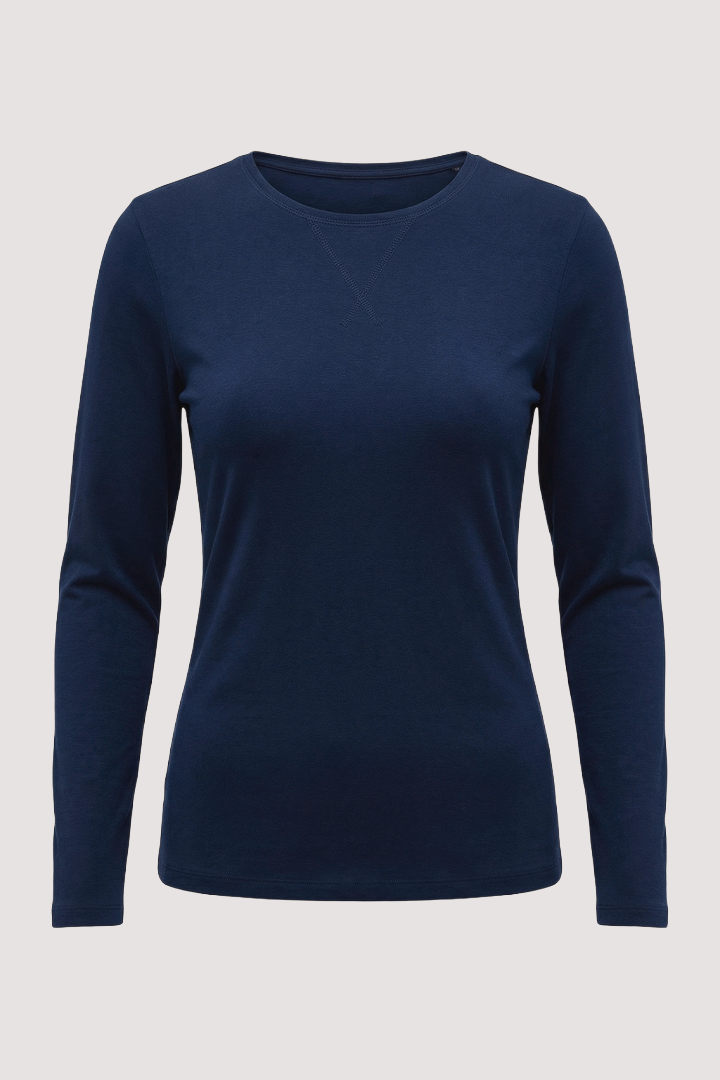 Navy Round Neck Long Sleeve Tee