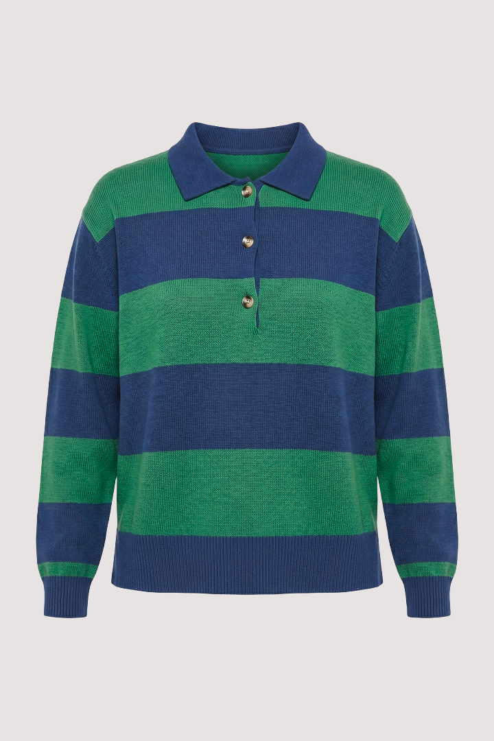 Green & Blue Stripe Rugby Jersey
