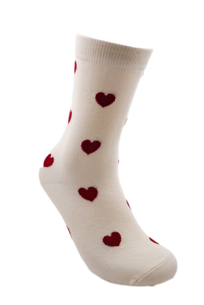 Cream Heart Socks - desray.co.za