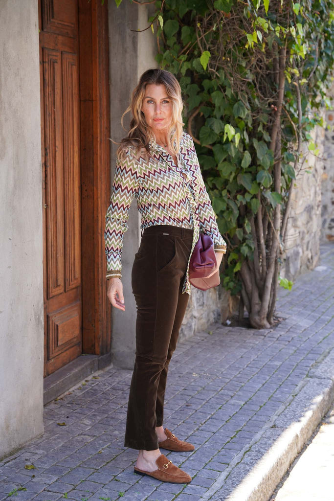 Olive Velvet Verna Pants - desray.co.za