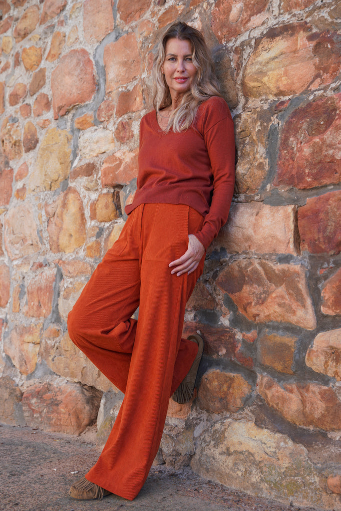 Rust V Neck Pullover - desray.co.za