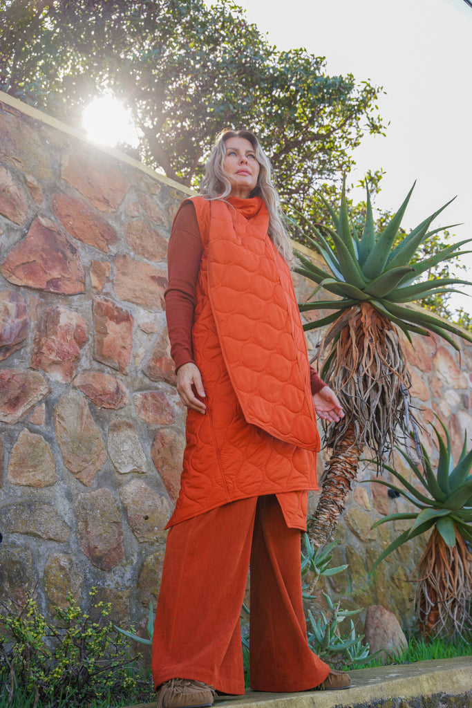 Rust Corduroy Patch Pocket Flare Leg Pants - desray.co.za