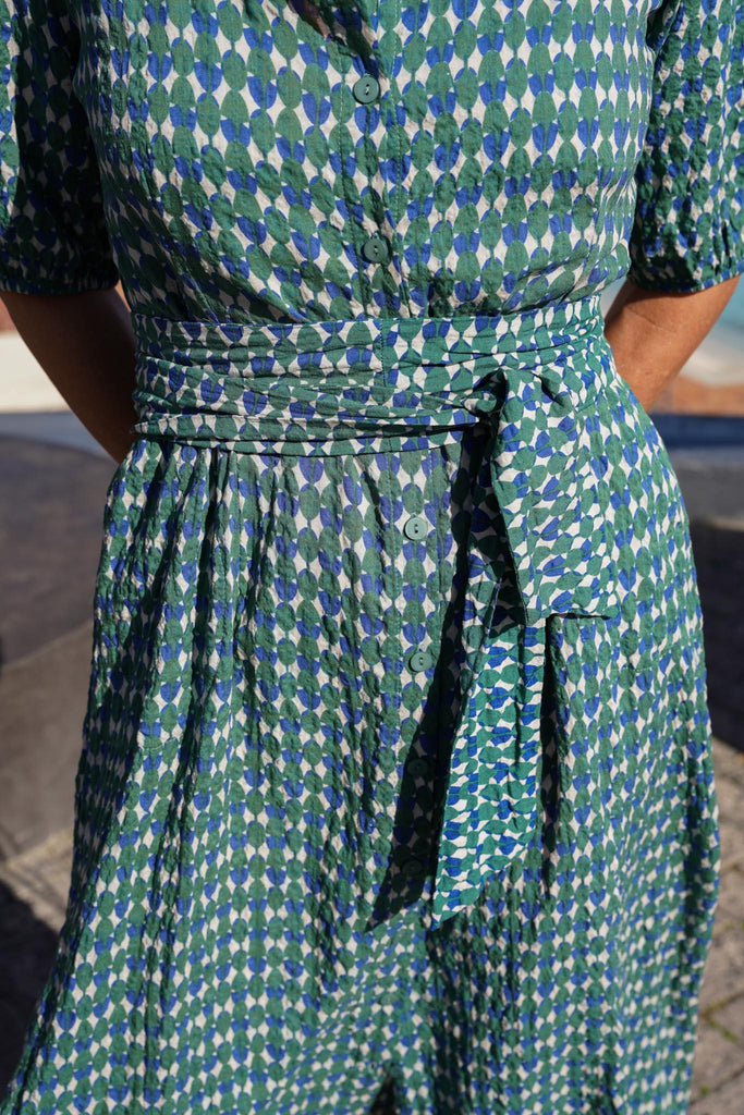 Blue & Green Bell Sleeve Runway Dress - desray.co.za