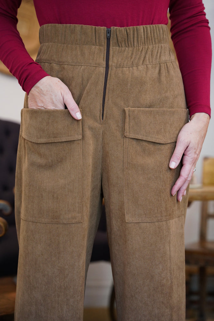 Tan Corduroy Artist Pants - desray.co.za