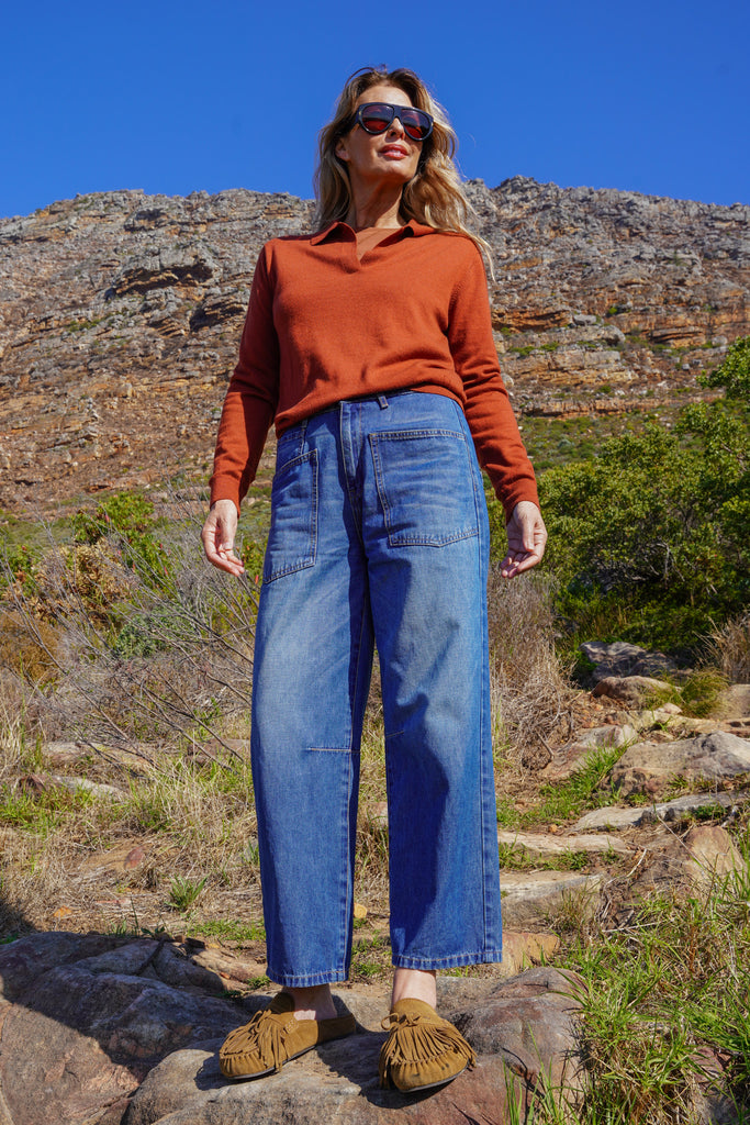 Rust Collared Pullover - desray.co.za