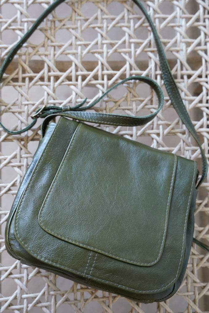 Emerald Leather Saddle Sling Bag - desray.co.za