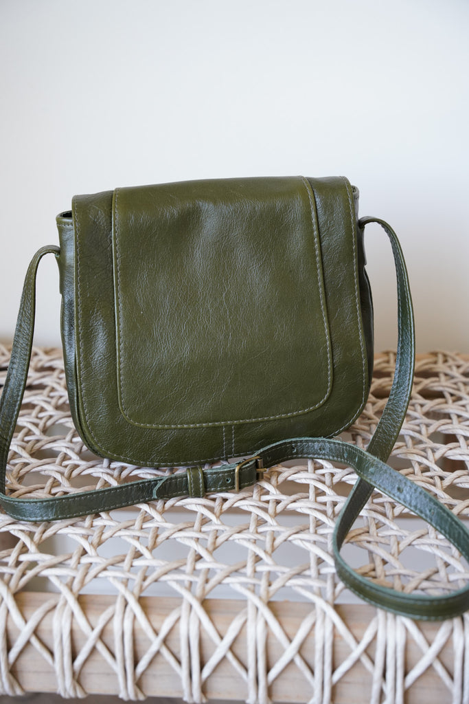 Emerald Leather Saddle Sling Bag - desray.co.za