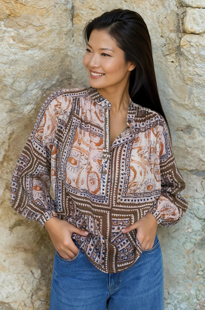 Brown Print Alex Shirt - desray.co.za