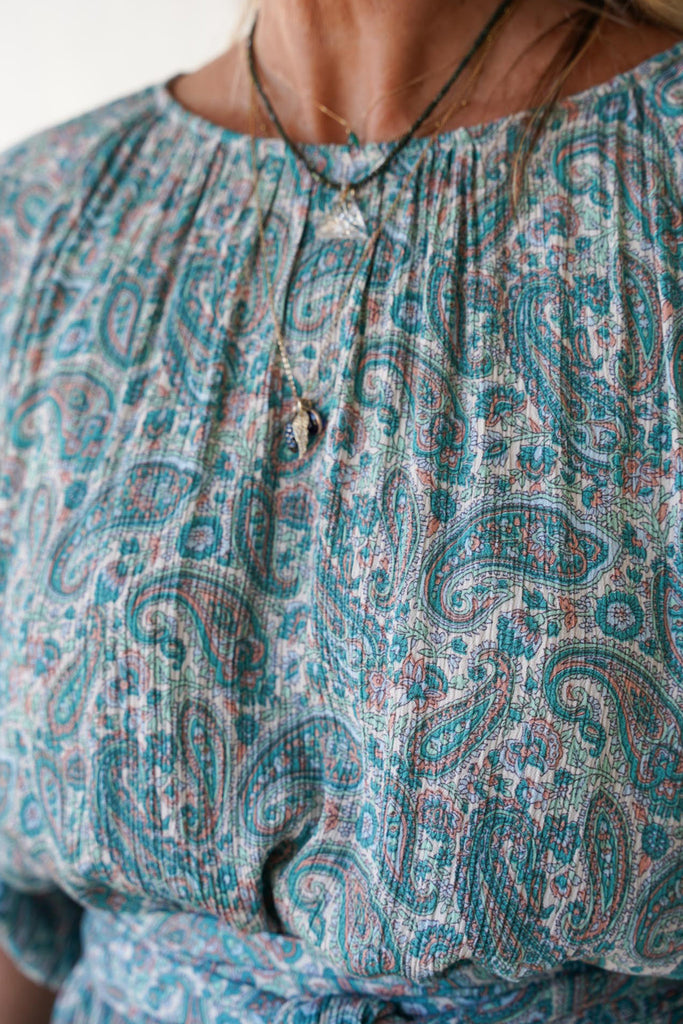 Mint Paisley Raglan A-Line Dress - desray.co.za