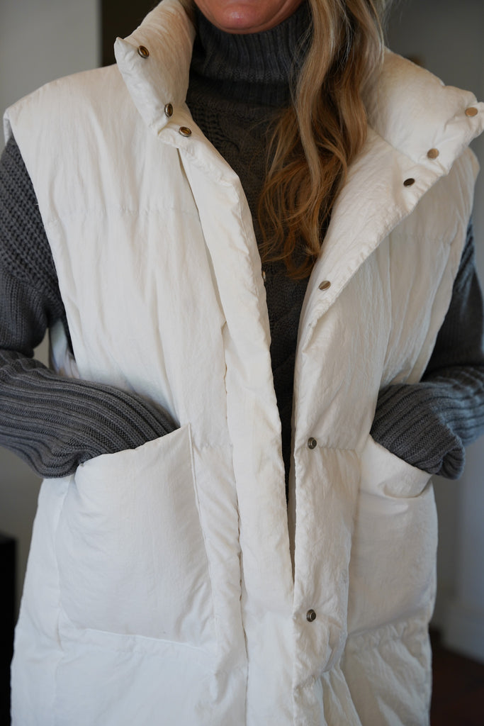 Milk Sleeveless Long Puffer - desray.co.za