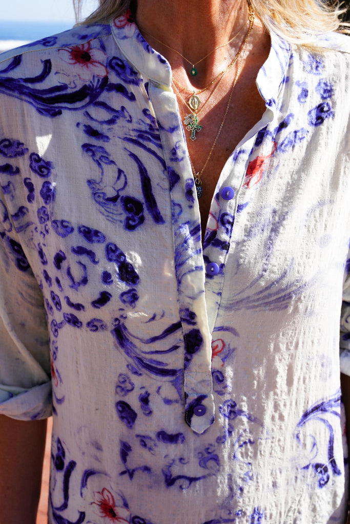Blue & Milk Artist Kaftan - desray.co.za