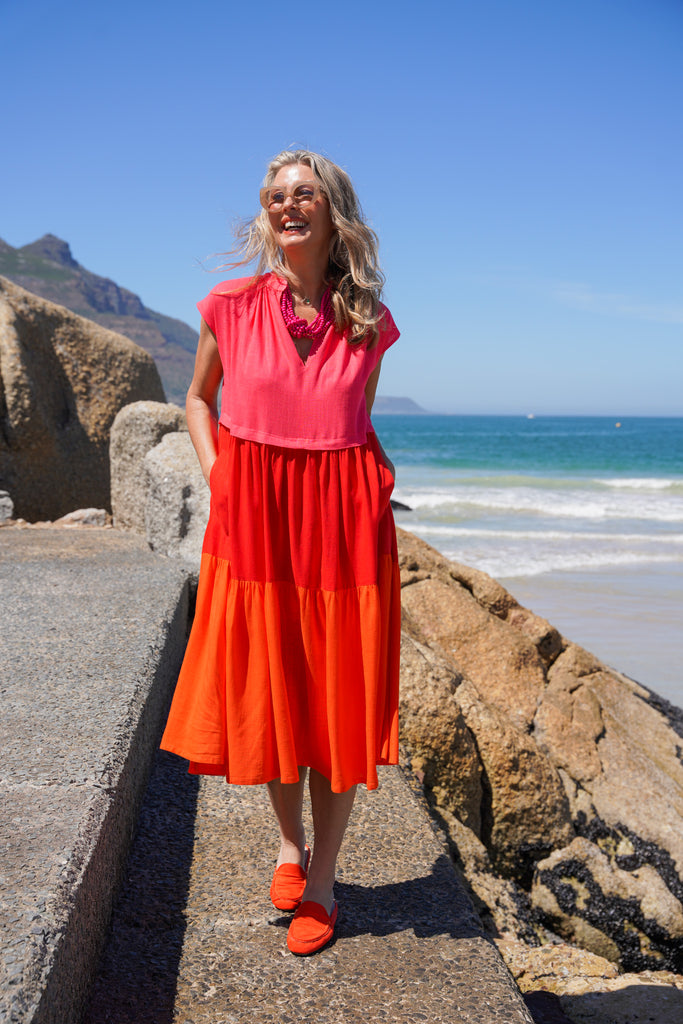 Rainbow Cap Sleeve Dress - desray.co.za