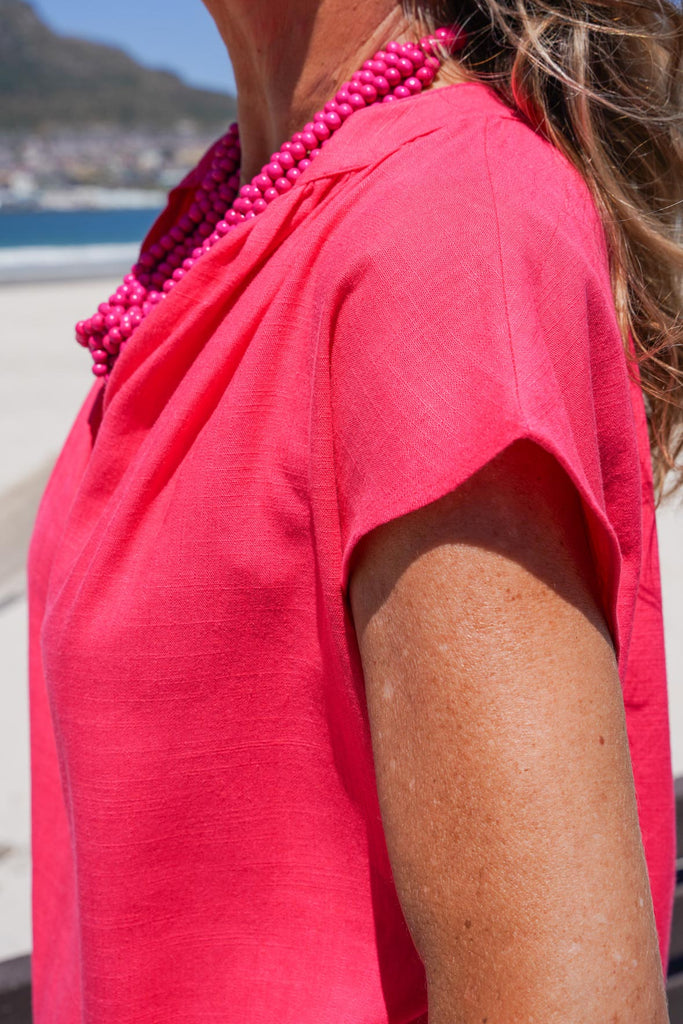 Candy Pink Cap Sleeve Top - desray.co.za