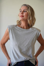 Grey Shoulder Pad Tee