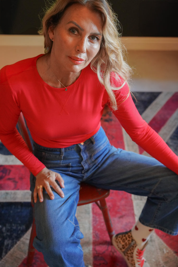 Red Long Sleeve Tee - desray.co.za