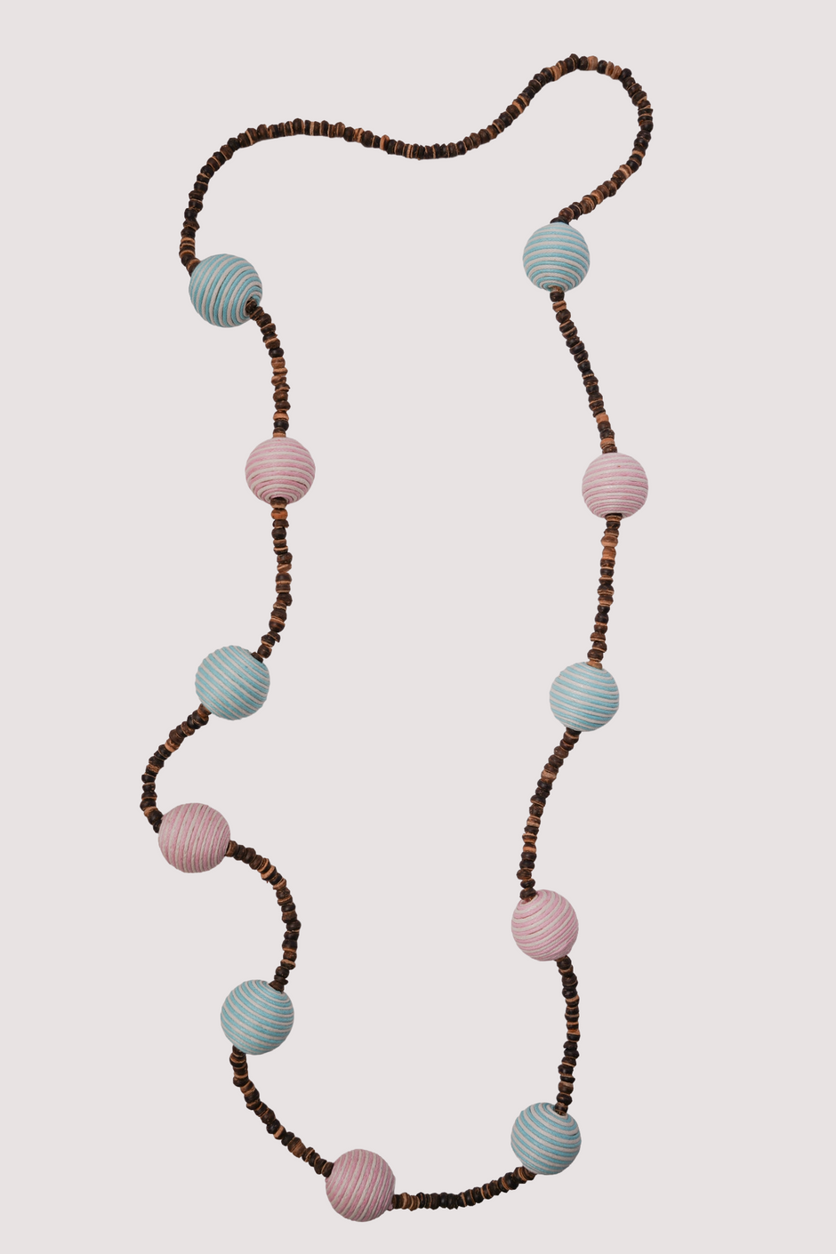 Pink & Blue Cotton Ball Necklace
