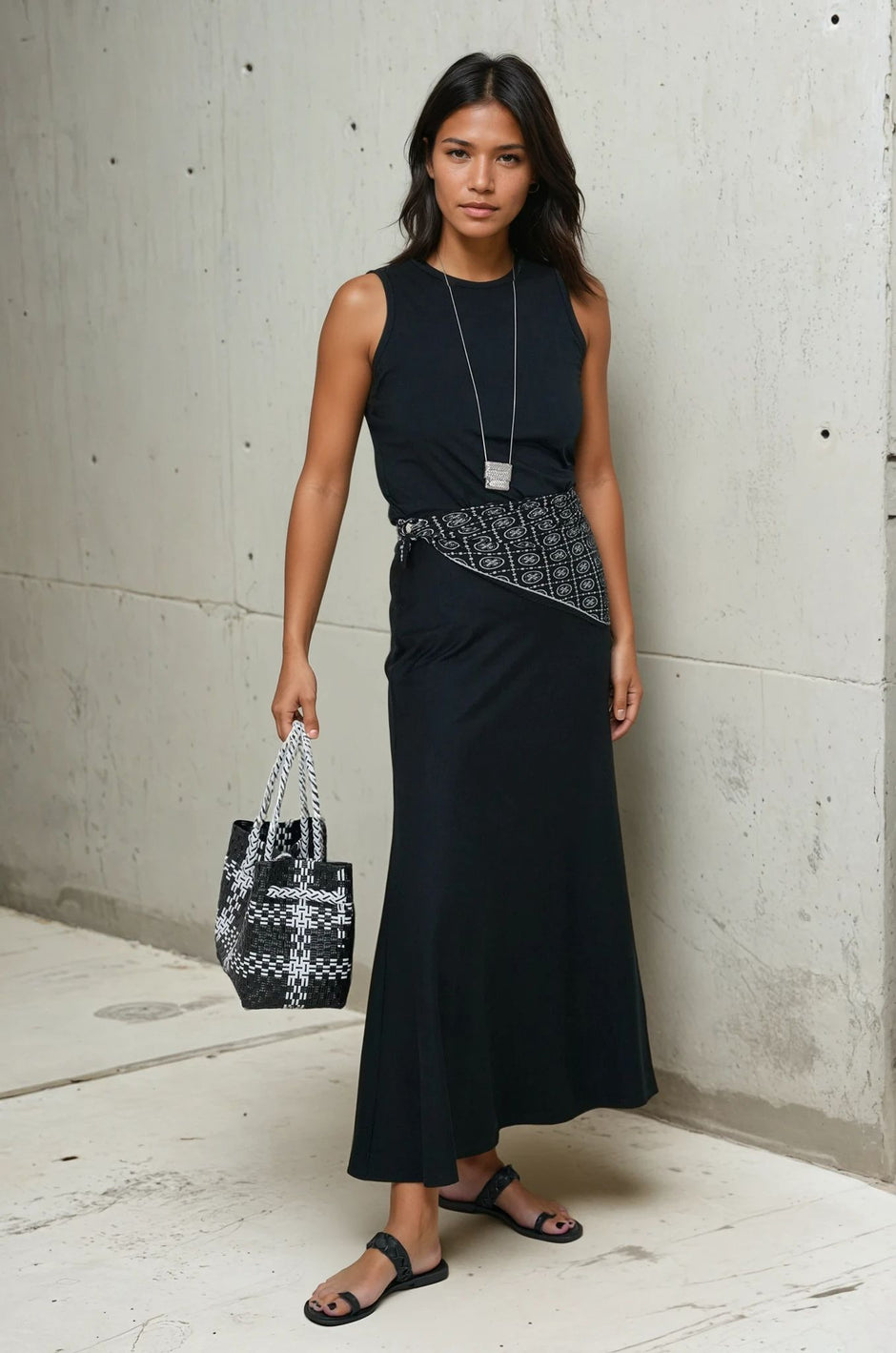 Black Bias Cut Skirt