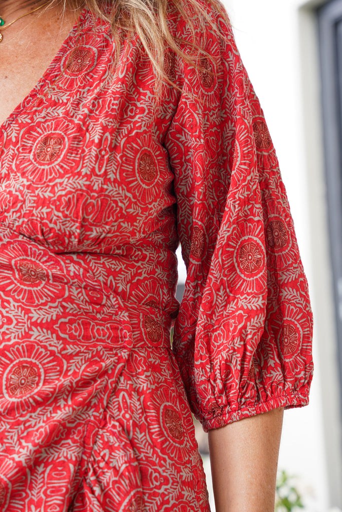 Red Batik Wrap Dress - desray.co.za