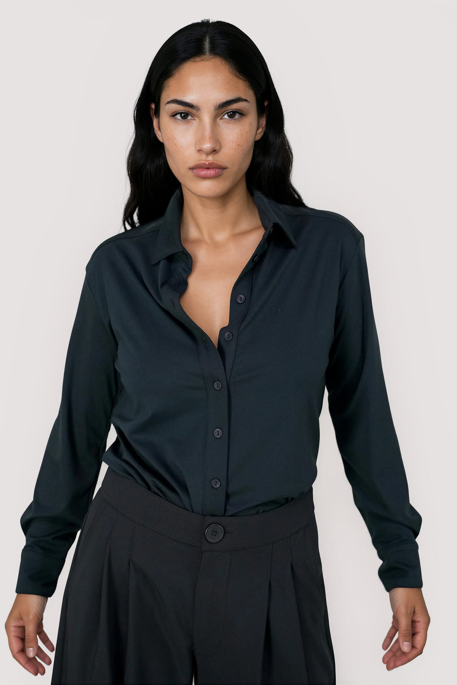 Black Knitted Classic Shirt