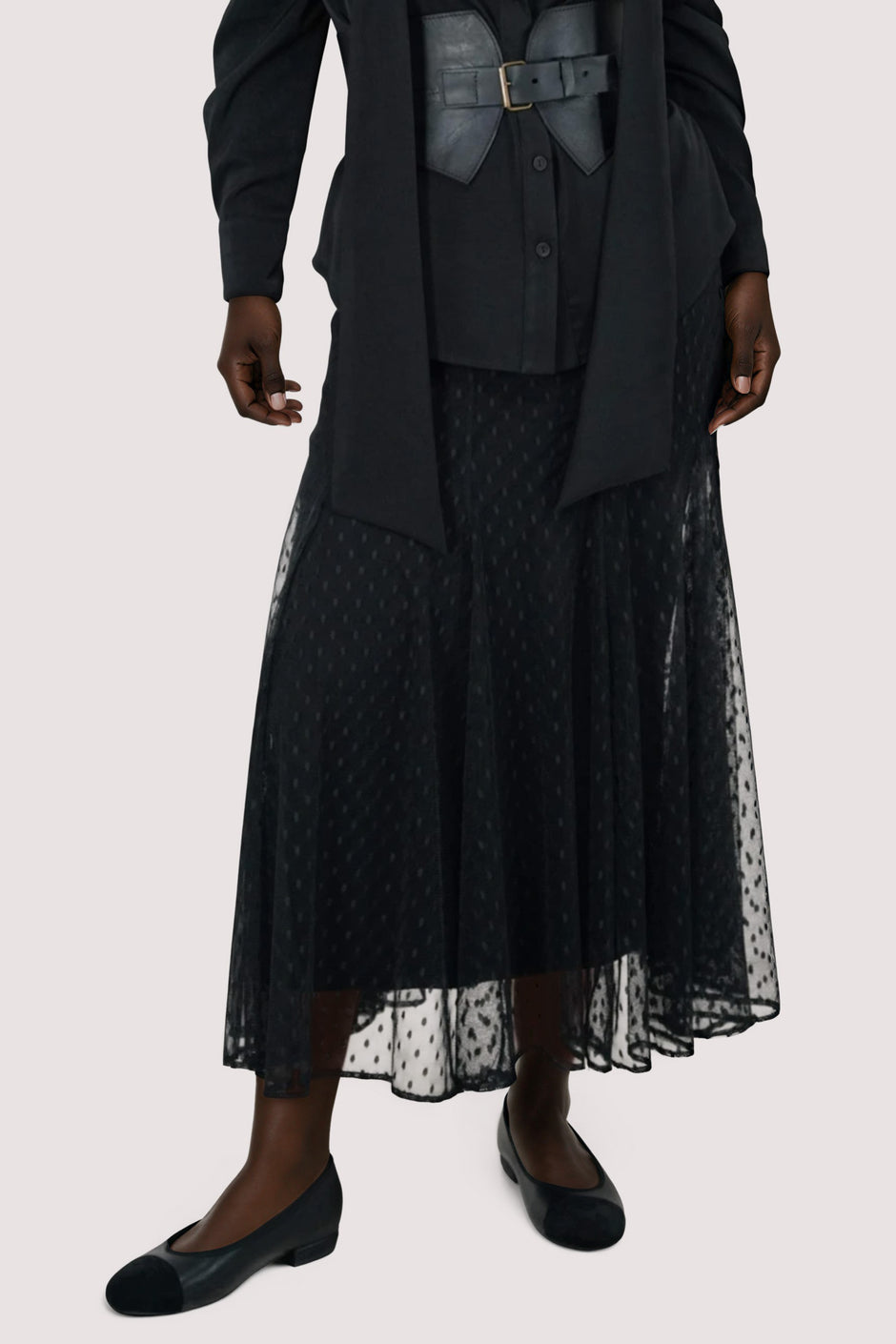 Black Polka Dot 10 Panel Skirt