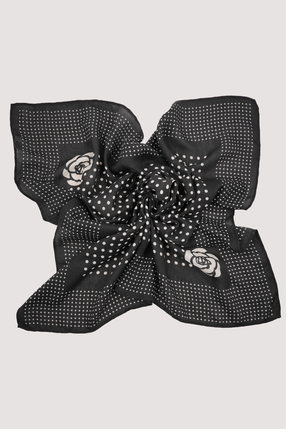Black Polka Dot Floral Neck Scarf