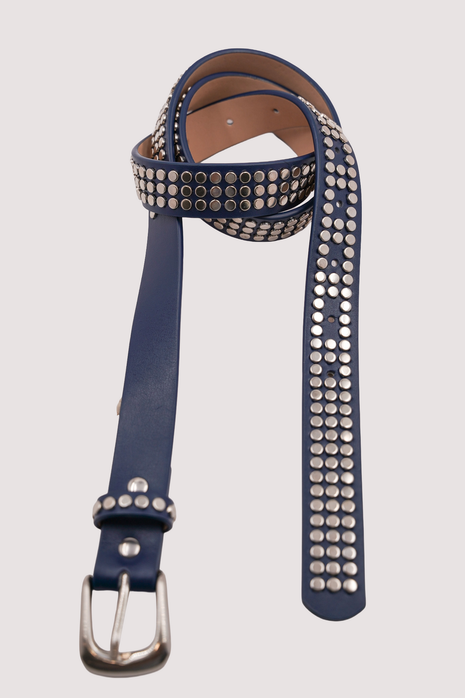 Navy Narrow Studded Belt