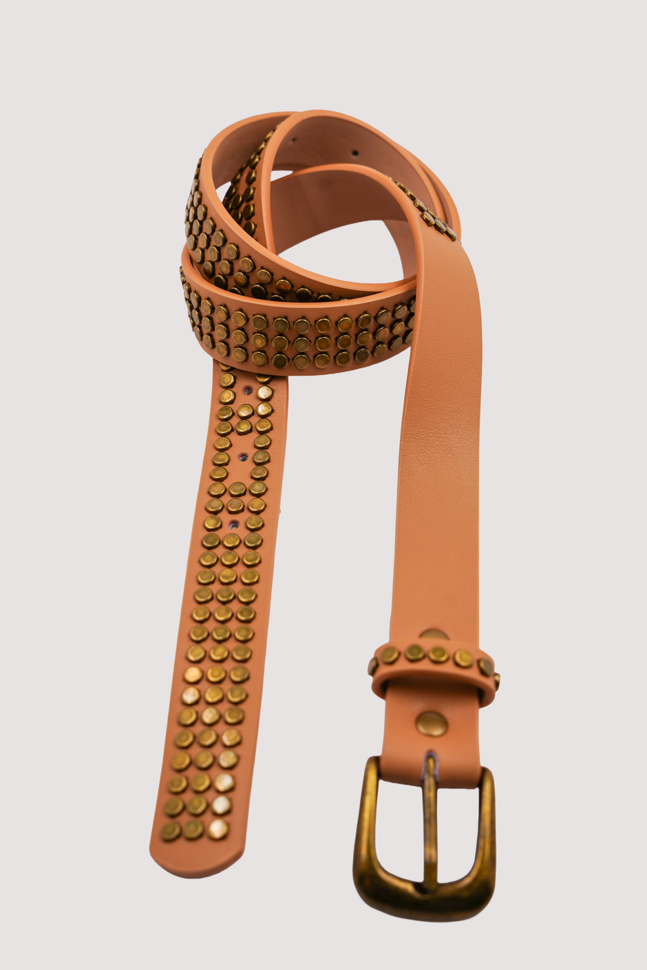 Tan Narrow Studded Belt