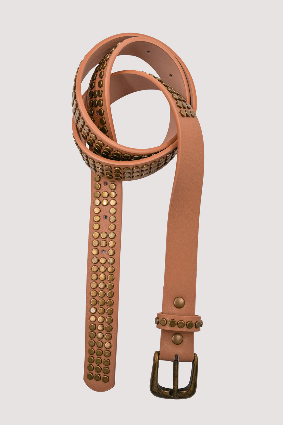 Tan Narrow Studded Belt