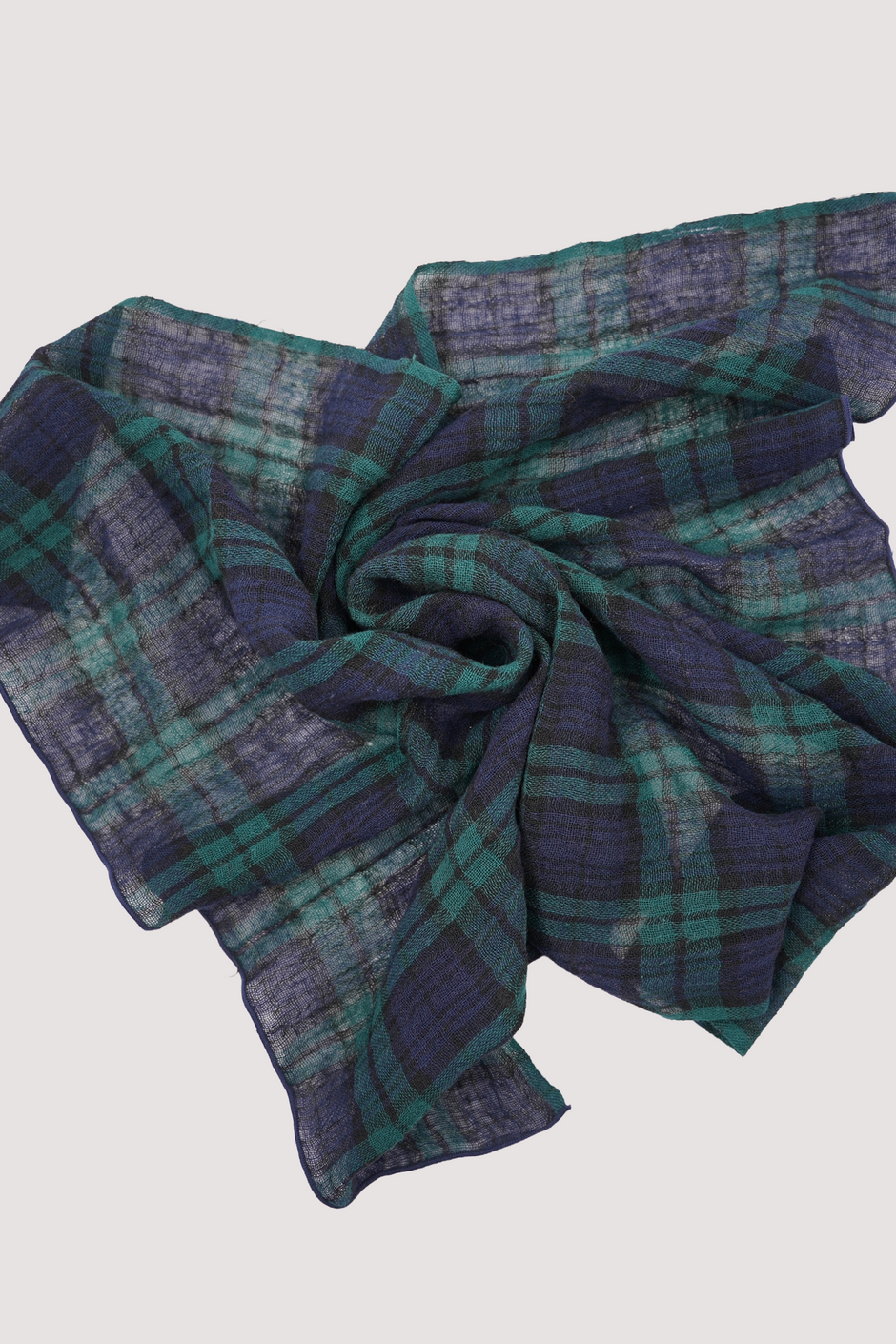 Navy & Emerald Check Neck Scarf
