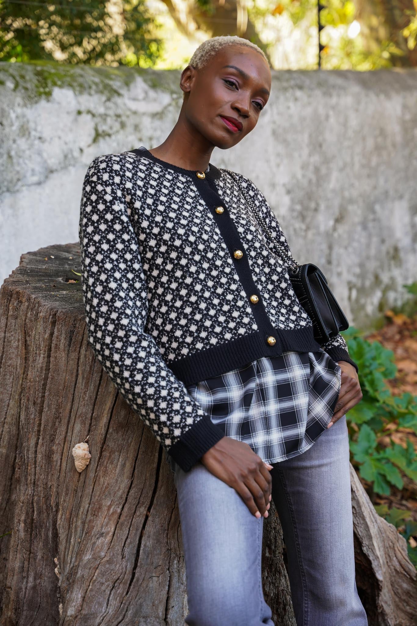 Polka dot cardigan outfit sale