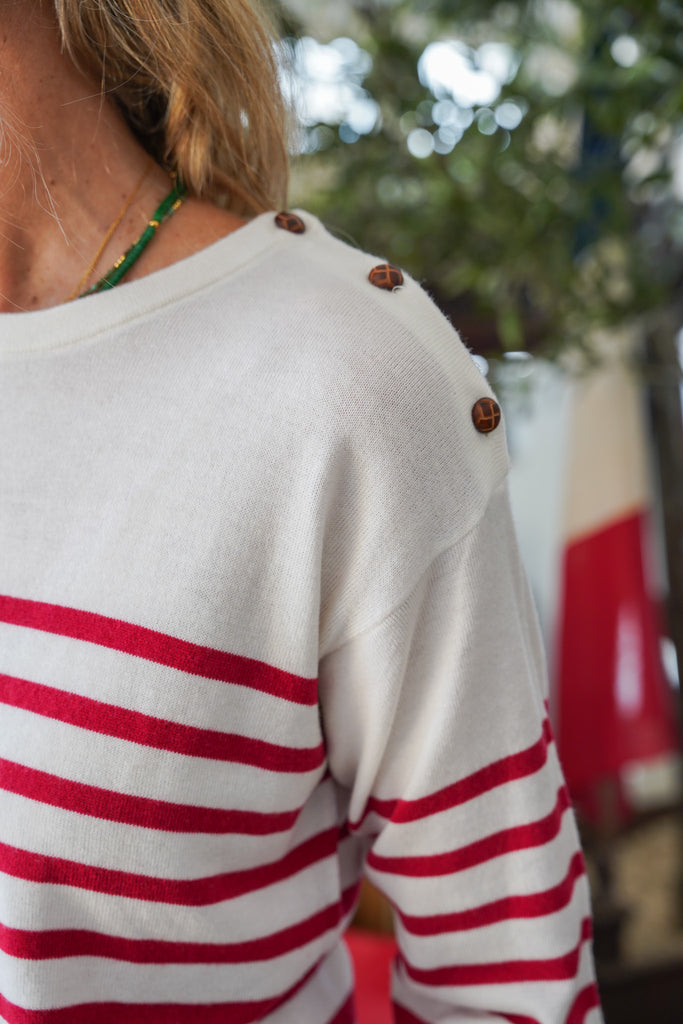 Red & Milk Breton Pullover - desray.co.za