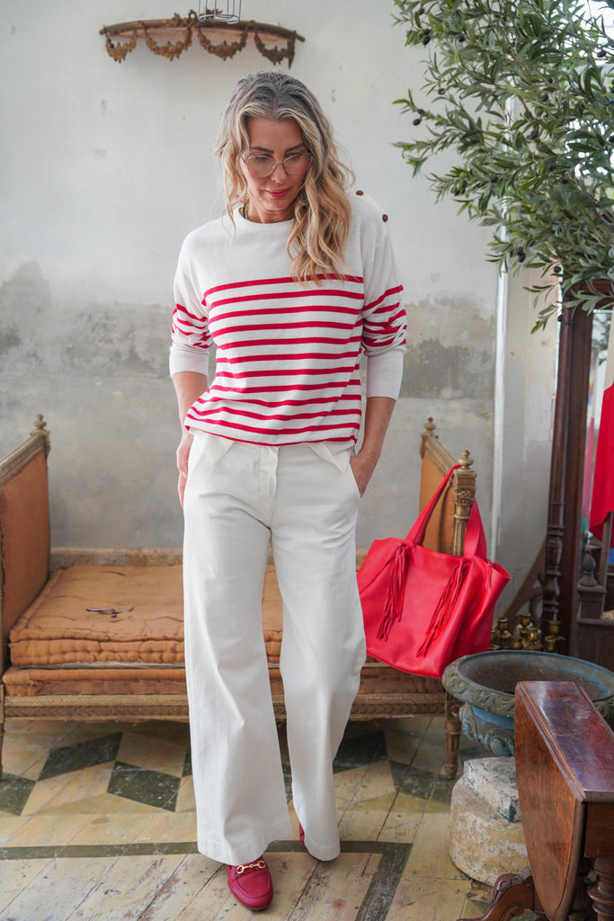 Red & Milk Breton Pullover - desray.co.za